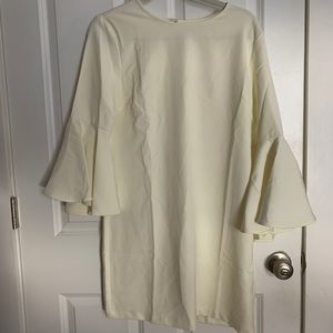 Cream Bell Sleeved Dress